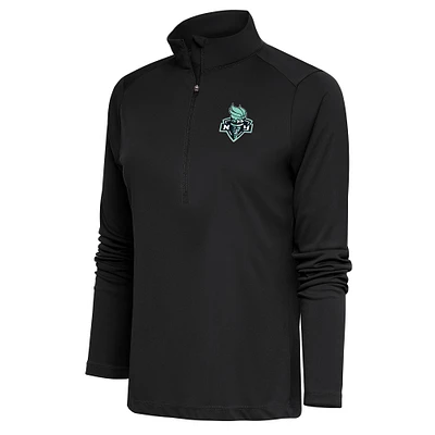 Women's Antigua Charcoal New York Liberty Tribute Half-Zip Top