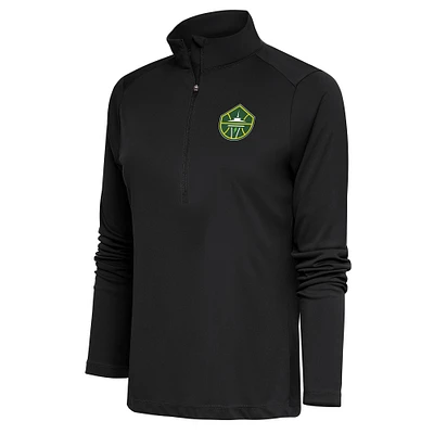 Women's Antigua Charcoal Seattle Storm Tribute Half-Zip Top