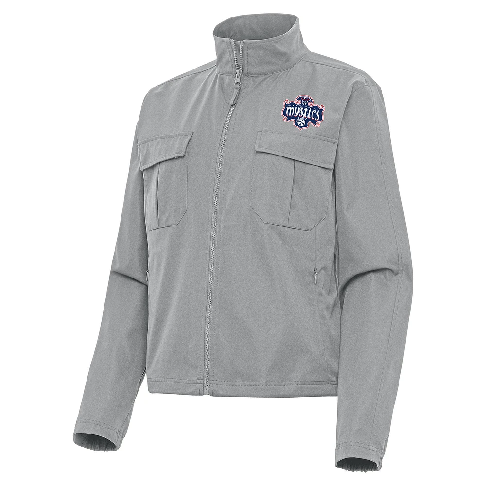 Women's Antigua Gray Washington Mystics Even Par Full-Zip Jacket