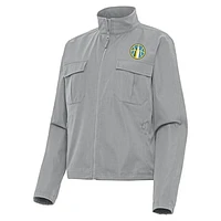Women's Antigua Gray Chicago Sky Even Par Full-Zip Jacket