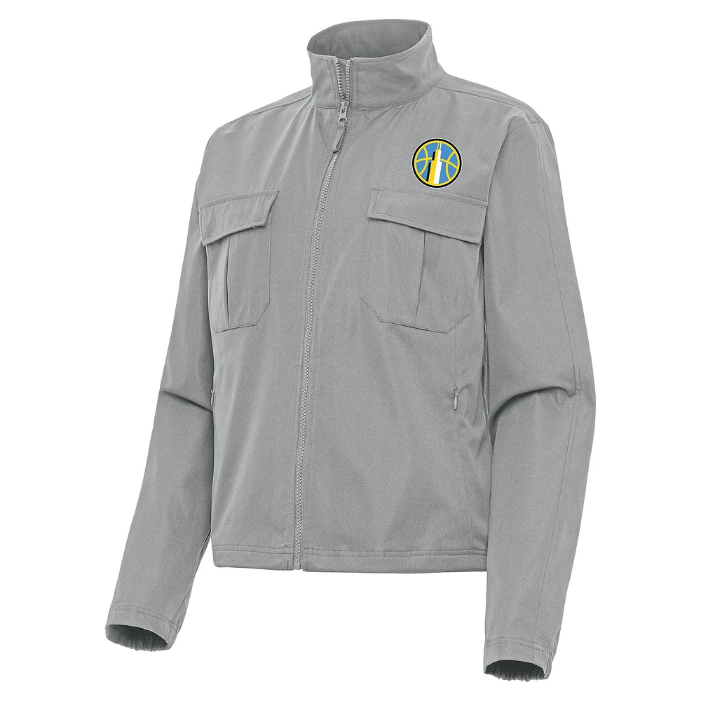 Women's Antigua Gray Chicago Sky Even Par Full-Zip Jacket