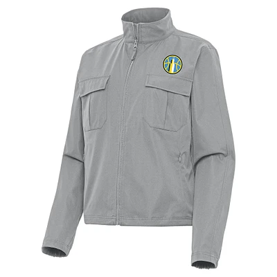 Women's Antigua Gray Chicago Sky Even Par Full-Zip Jacket
