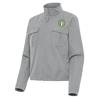 Women's Antigua Gray Chicago Sky Even Par Full-Zip Jacket