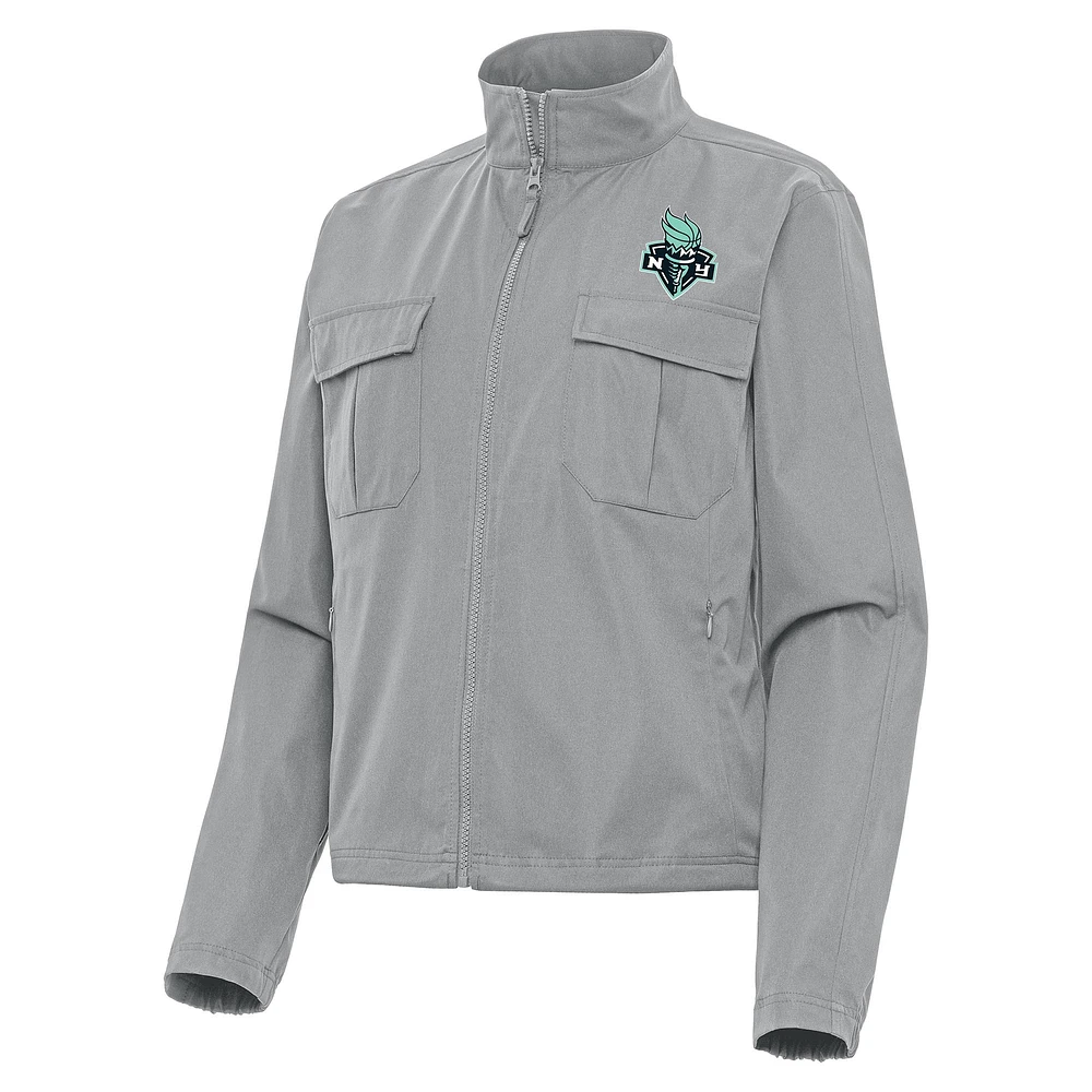 Women's Antigua Gray New York Liberty Even Par Full-Zip Jacket