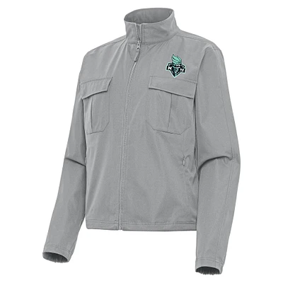 Women's Antigua Gray New York Liberty Even Par Full-Zip Jacket