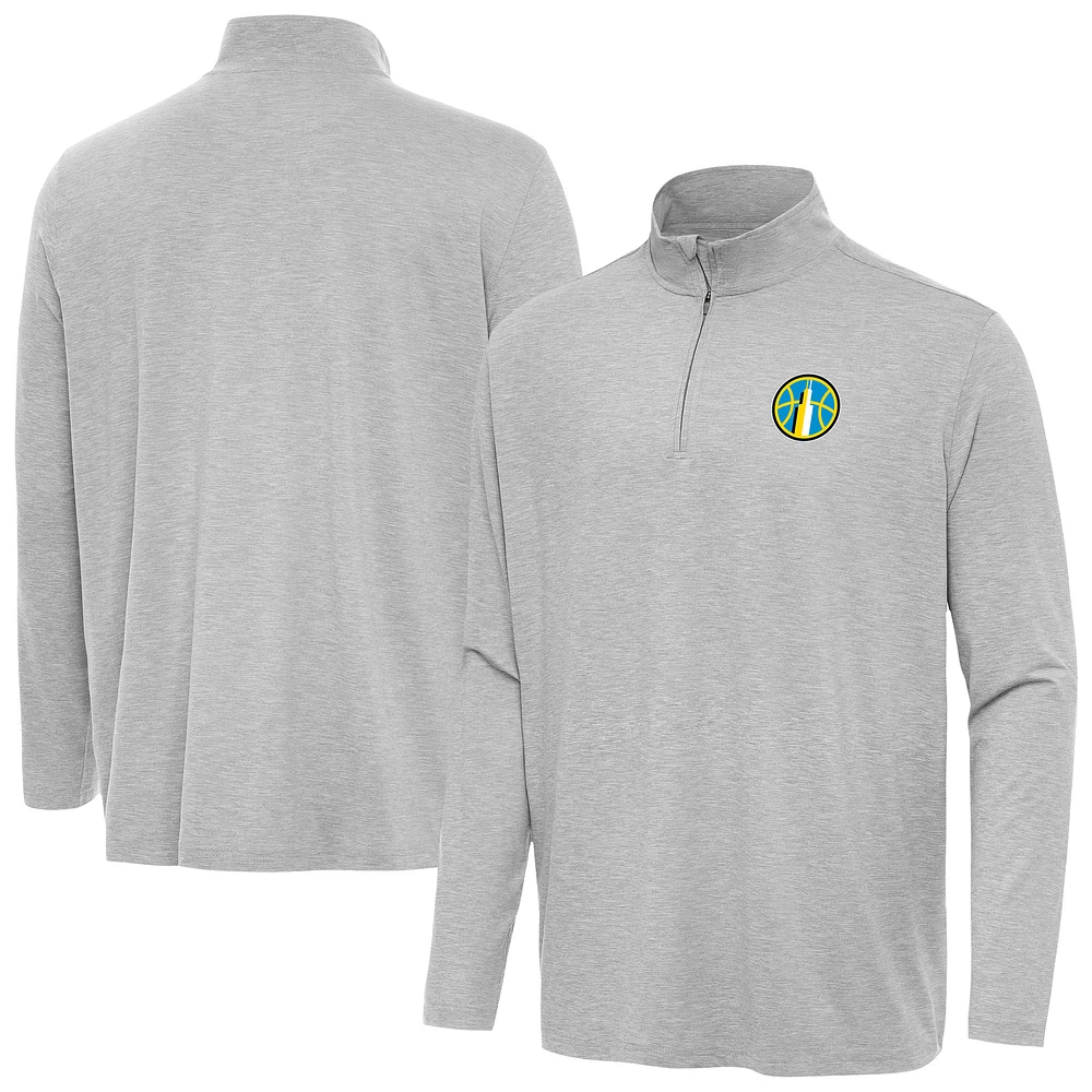 Men's Antigua Heather Gray Chicago Sky Hunk Quarter-Zip Top