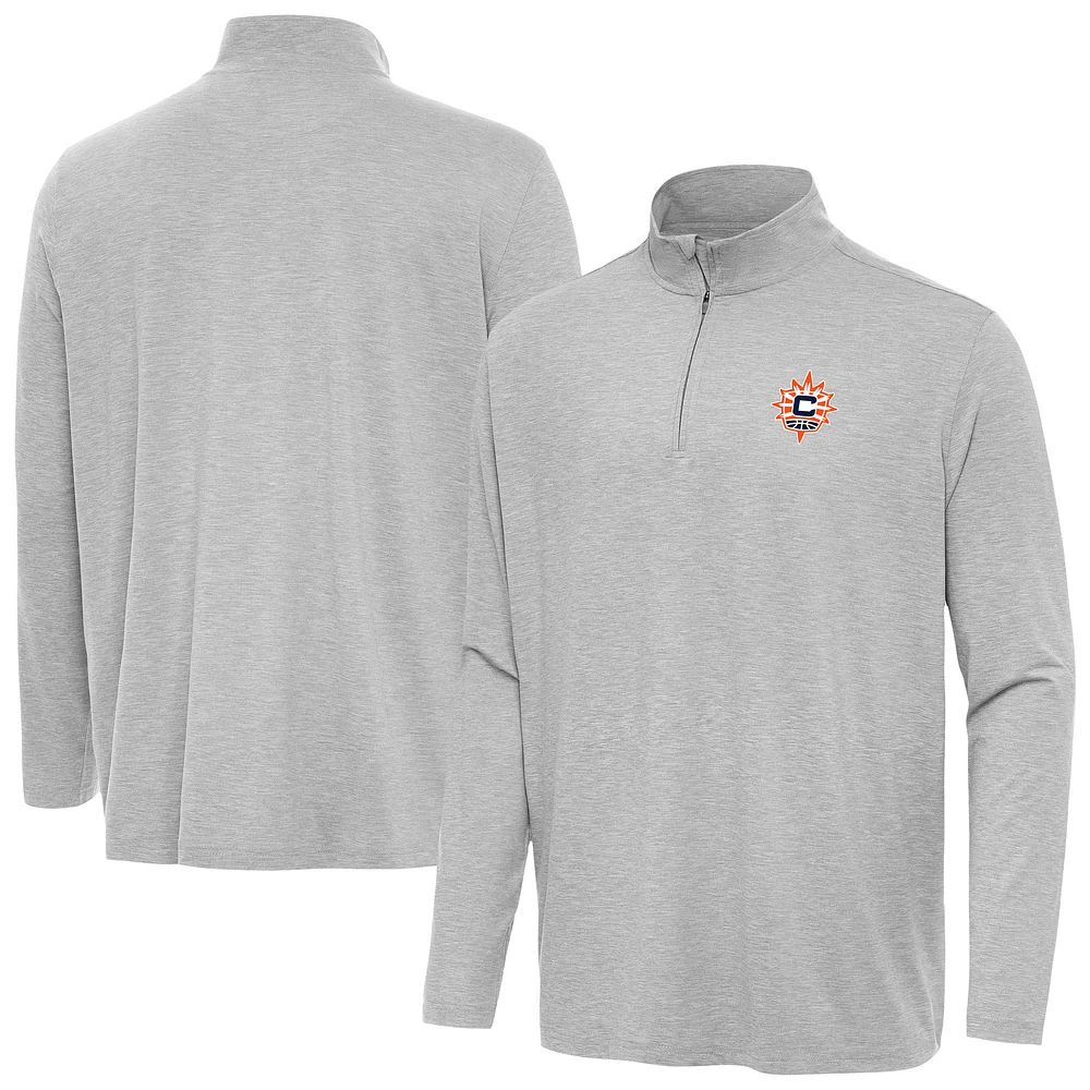 Men's Antigua Heather Gray Connecticut Sun Hunk Quarter-Zip Top