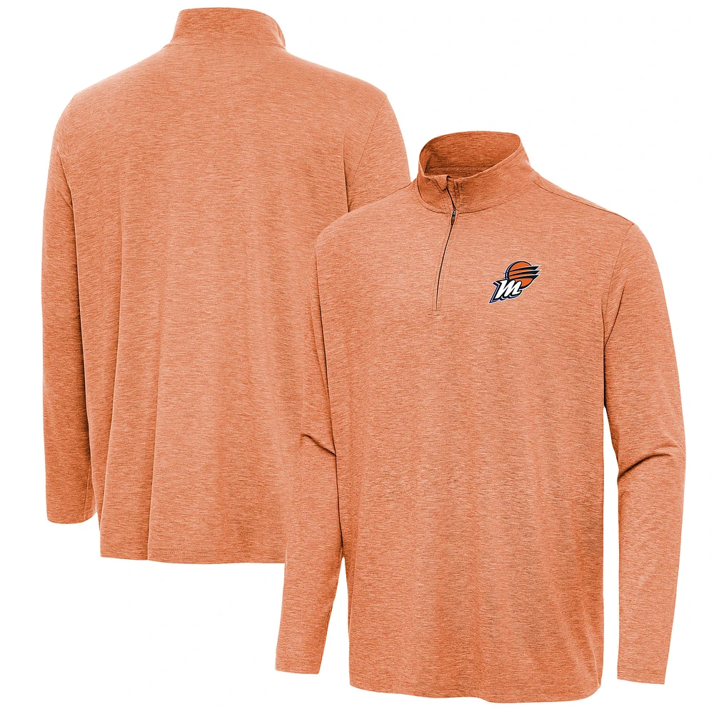 Men's Antigua Heather Orange Phoenix Mercury Hunk Quarter-Zip Top