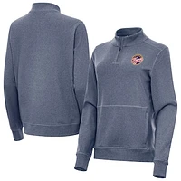 Women's Antigua Heather Navy Indiana Fever Crush Quarter-Zip Fleece Sweatshirt