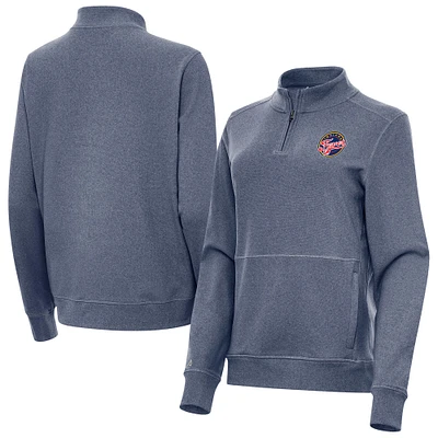 Women's Antigua Heather Navy Indiana Fever Crush Quarter-Zip Fleece Sweatshirt