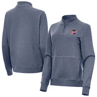 Women's Antigua Heather Navy Indiana Fever Crush Quarter-Zip Fleece Sweatshirt