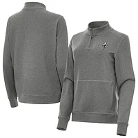 Women's Antigua Heather Black Las Vegas Aces Crush Quarter-Zip Fleece Sweatshirt
