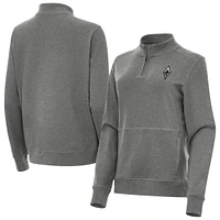 Women's Antigua Heather Black Las Vegas Aces Crush Quarter-Zip Fleece Sweatshirt