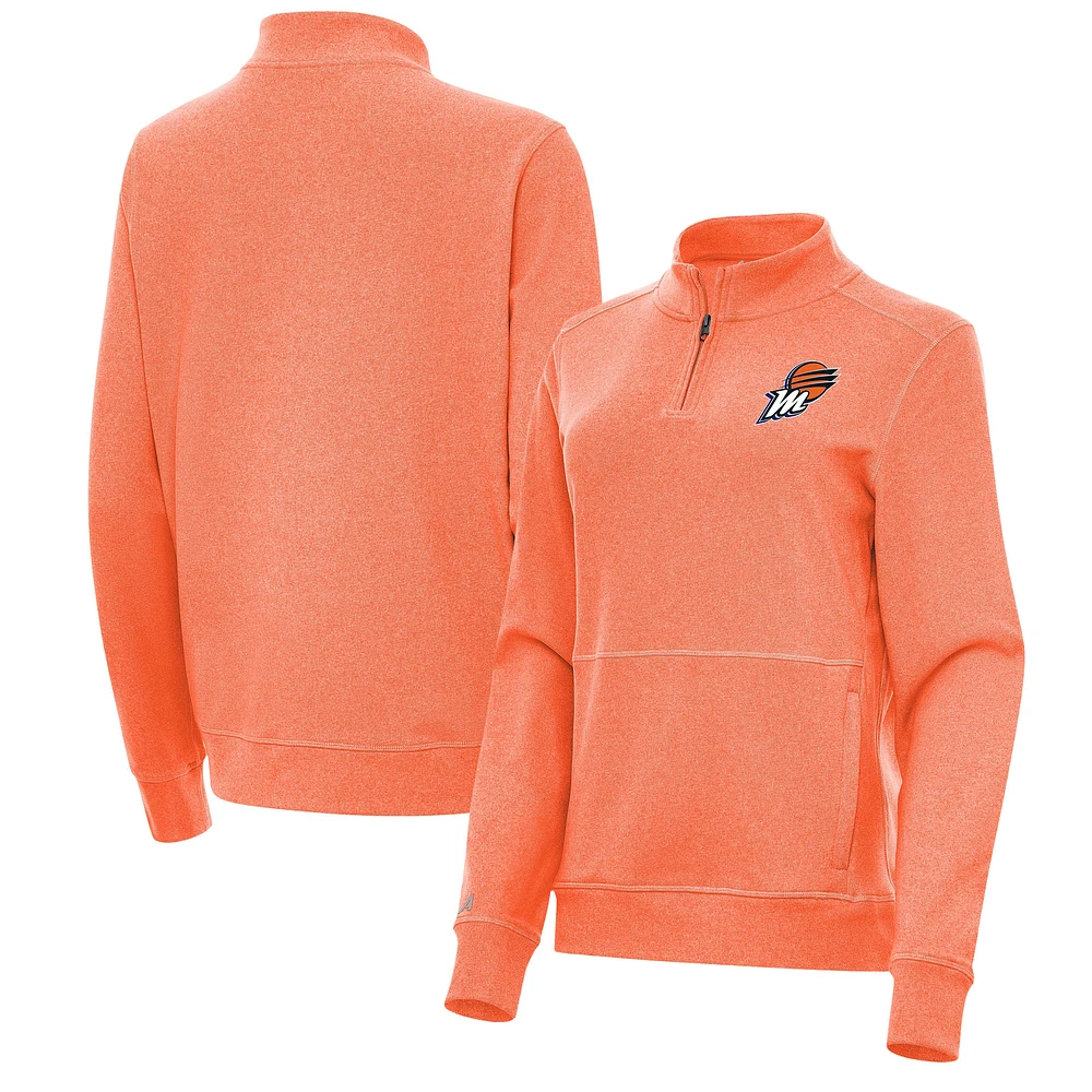 Women's Antigua Heather Orange Phoenix Mercury Crush Quarter-Zip Fleece Sweatshirt