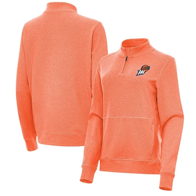 Women's Antigua Heather Orange Phoenix Mercury Crush Quarter-Zip Fleece Sweatshirt