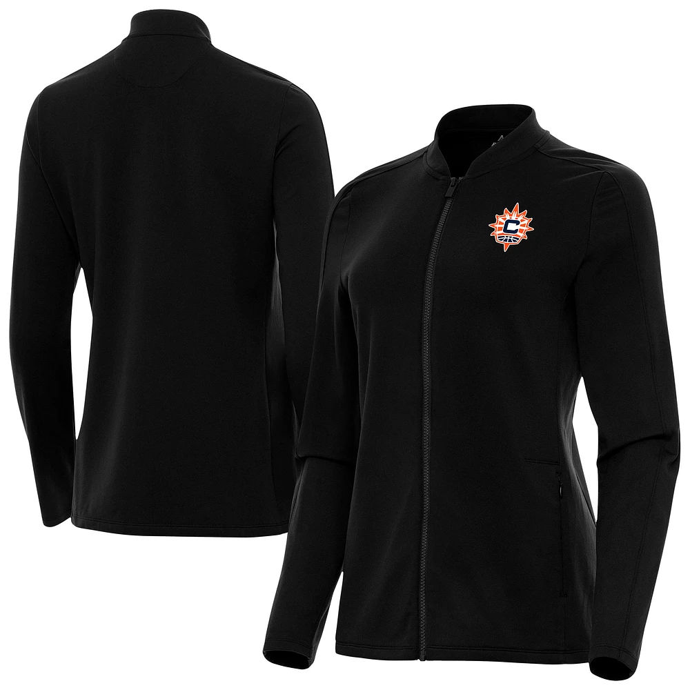 Women's Antigua Black Connecticut Sun Continual Full-Zip Jacket