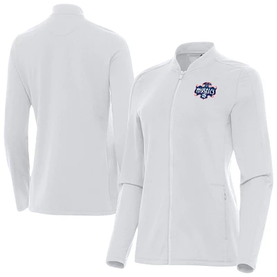 Women's Antigua White Washington Mystics Continual Full-Zip Jacket