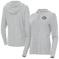 Women's Antigua  Heather Gray Washington Mystics Daybreak Quarter-Zip Hoodie