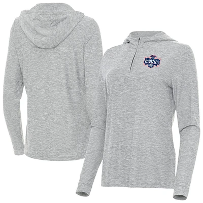 Women's Antigua  Heather Gray Washington Mystics Daybreak Quarter-Zip Hoodie