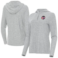 Women's Antigua  Heather Gray Indiana Fever Daybreak Quarter-Zip Hoodie