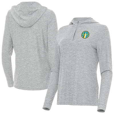 Women's Antigua  Heather Gray Chicago Sky Daybreak Quarter-Zip Hoodie