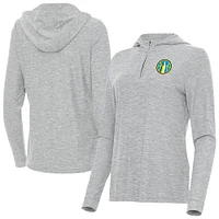Women's Antigua  Heather Gray Chicago Sky Daybreak Quarter-Zip Hoodie