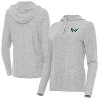 Women's Antigua  Heather Gray Dallas Wings Daybreak Quarter-Zip Hoodie