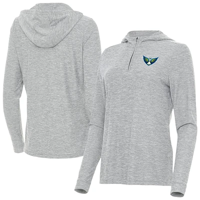 Women's Antigua  Heather Gray Dallas Wings Daybreak Quarter-Zip Hoodie