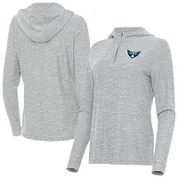 Women's Antigua  Heather Gray Dallas Wings Daybreak Quarter-Zip Hoodie