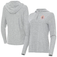 Women's Antigua  Heather Gray Connecticut Sun Daybreak Quarter-Zip Hoodie