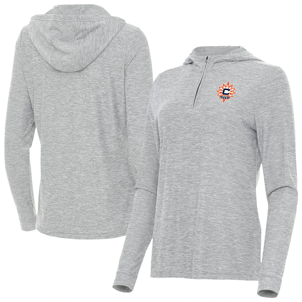 Women's Antigua Heather Gray Connecticut Sun Daybreak Quarter-Zip Hoodie