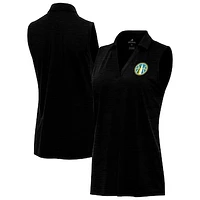 Women's Antigua Heather Black Chicago Sky Layout Sleeveless V-Neck Polo