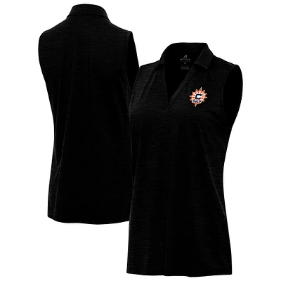 Women's Antigua Heather Black Connecticut Sun Layout Sleeveless V-Neck Polo
