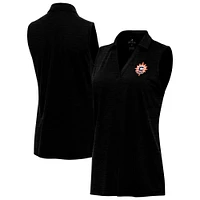 Women's Antigua Heather Black Connecticut Sun Layout Sleeveless V-Neck Polo