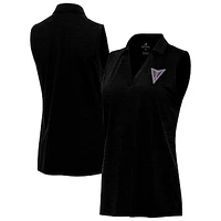Women's Antigua Heather Black Golden State Valkyries Layout Sleeveless V-Neck Polo