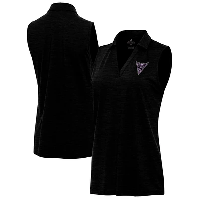 Women's Antigua Heather Black Golden State Valkyries Layout Sleeveless V-Neck Polo