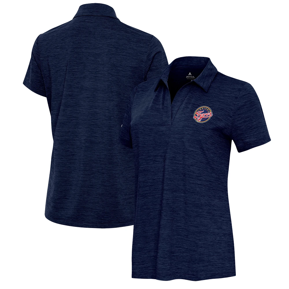 Women's Antigua Heather Navy Indiana Fever Layout V-Neck Polo
