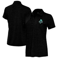 Women's Antigua Heather Black New York Liberty Layout V-Neck Polo
