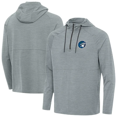 Men's Antigua Heather Gray Minnesota Lynx Spikes Raglan Quarter-Zip Hoodie