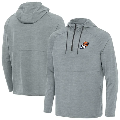 Men's Antigua Heather Gray Phoenix Mercury Spikes Raglan Quarter-Zip Hoodie