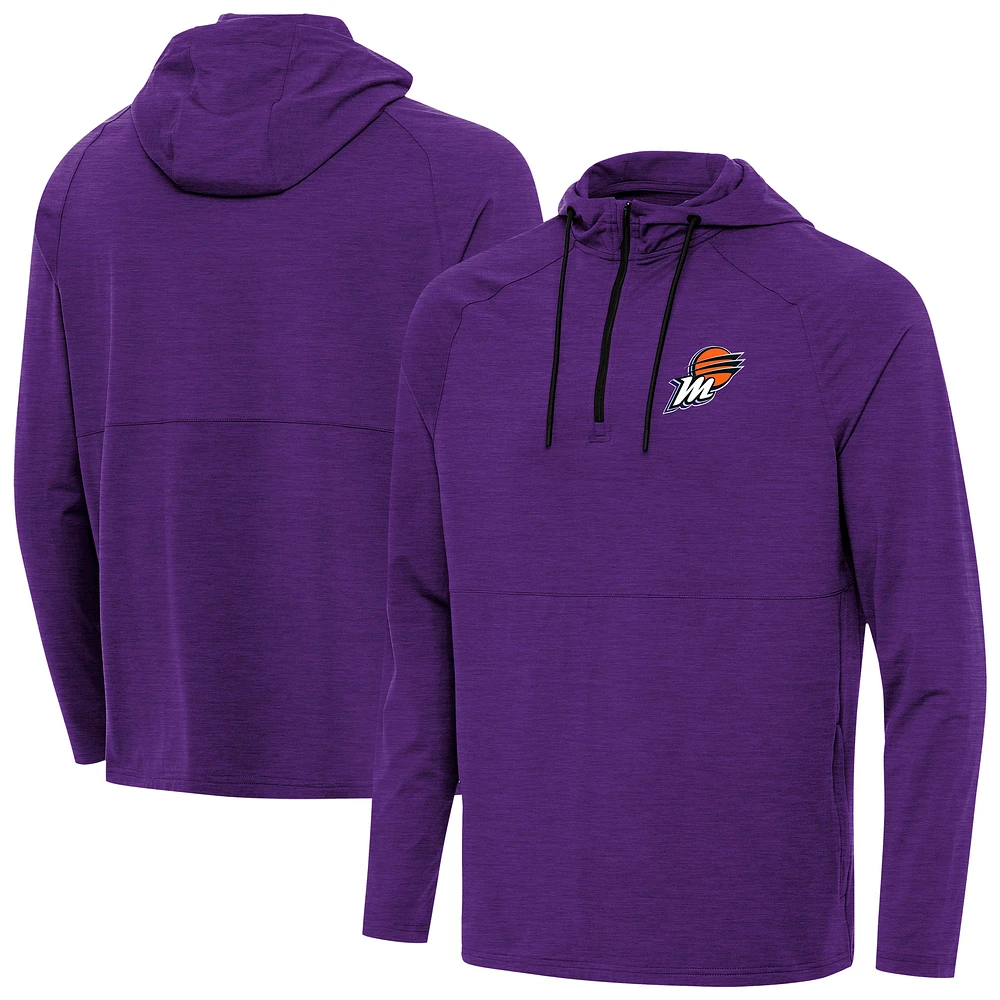 Men's Antigua Heather Purple Phoenix Mercury Spikes Raglan Quarter-Zip Hoodie