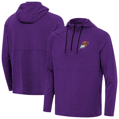 Men's Antigua Heather Purple Phoenix Mercury Spikes Raglan Quarter-Zip Hoodie