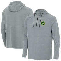 Men's Antigua Heather Gray Seattle Storm Spikes Raglan Quarter-Zip Hoodie