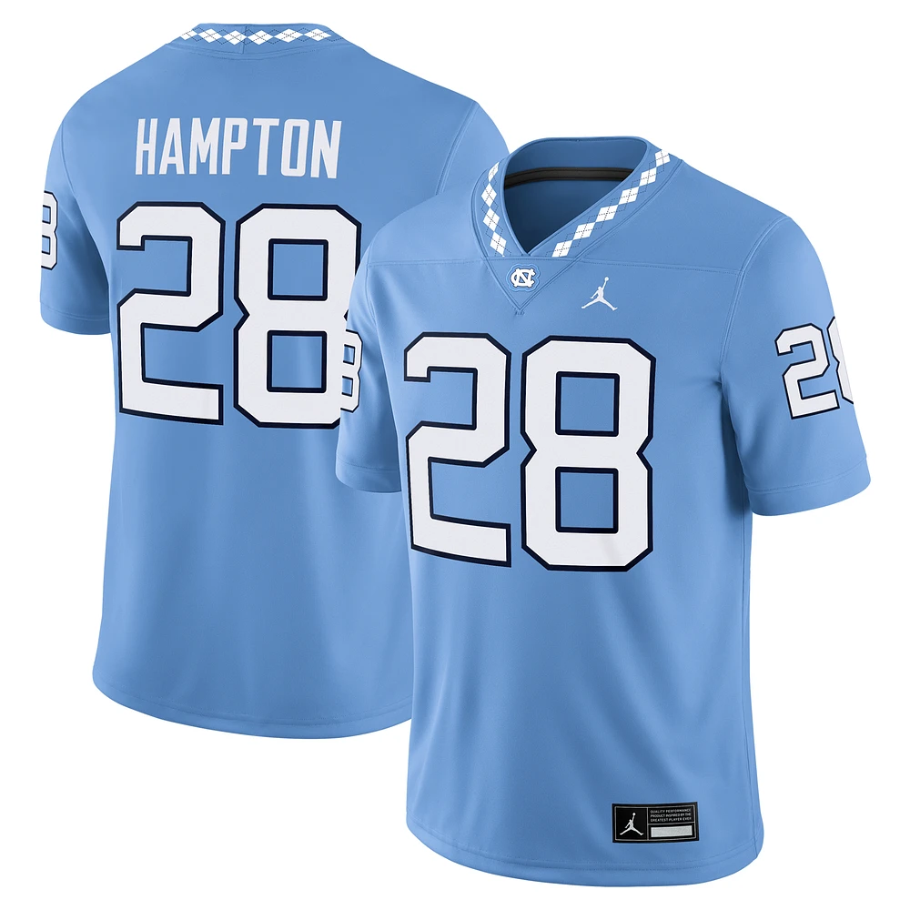 Men's Jordan Brand Omarion Hampton Light Blue North Carolina Tar Heels NIL Football Game Jersey