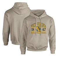 Men's  Tan West Virginia Mountaineers Upper Arch Letters Pullover Hoodie