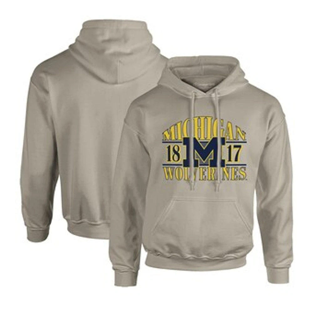 Men's  Tan Michigan Wolverines Upper Arch Letters Pullover Hoodie