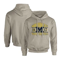 Men's  Cream Michigan Wolverines Upper Arch Letters Pullover Hoodie