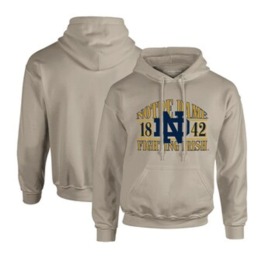 Men's  Cream Notre Dame Fighting Irish Upper Arch Letters Pullover Hoodie