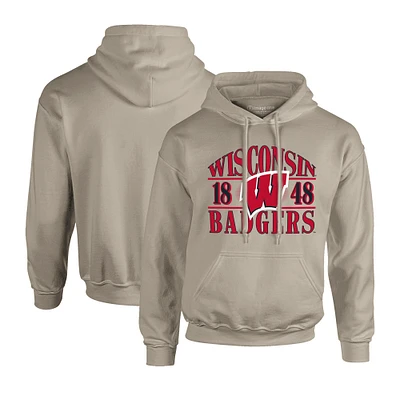 Men's  Cream Wisconsin Badgers Upper Arch Letters Pullover Hoodie