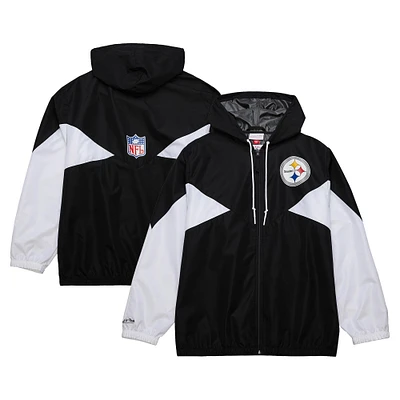 Men's Mitchell & Ness  Black Pittsburgh Steelers Vintage Logo Ultimate Lightweight Full-Zip Windbreaker